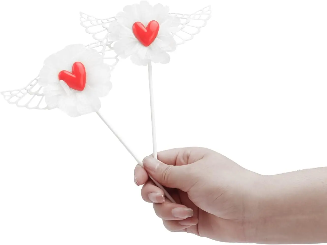 1 pcs Red heart with wings cake topper