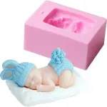 3D Sleeping Baby with a Pillow Silicone Mould