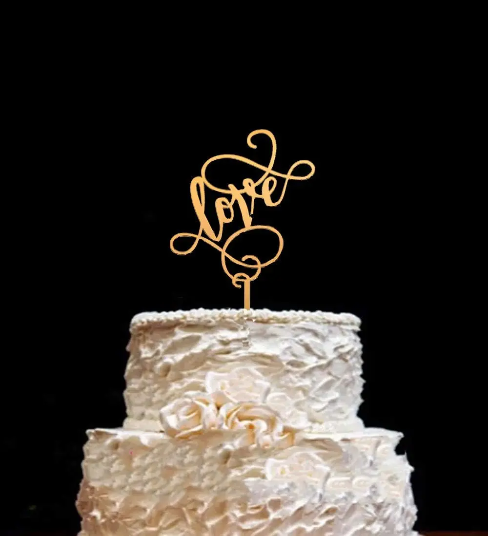 1 pcs Golden love acrylic topper