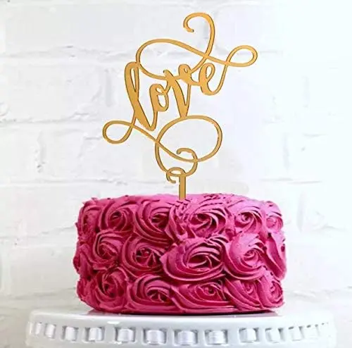 1 pcs Golden love acrylic topper