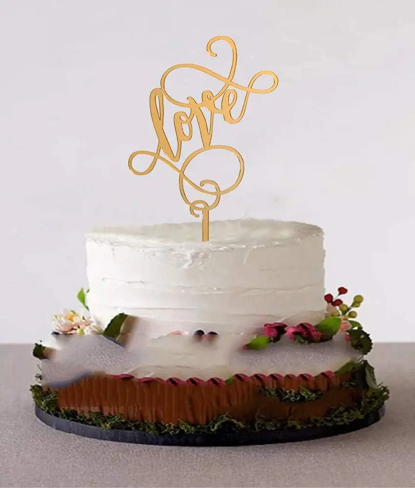 1 pcs Golden love acrylic topper