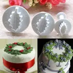 3 Pcs Holly Leaf Cake Cutter Cookie Decorating Mould Plunger