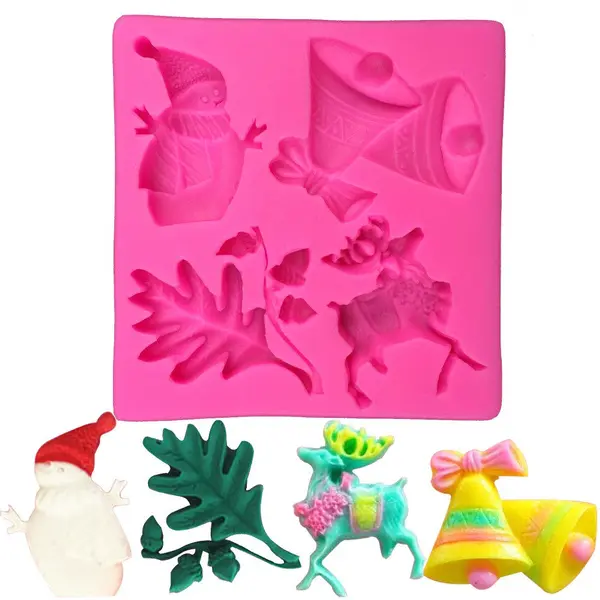 Large mould santa ,reindeer,jingle bells christmas theme silicone mould