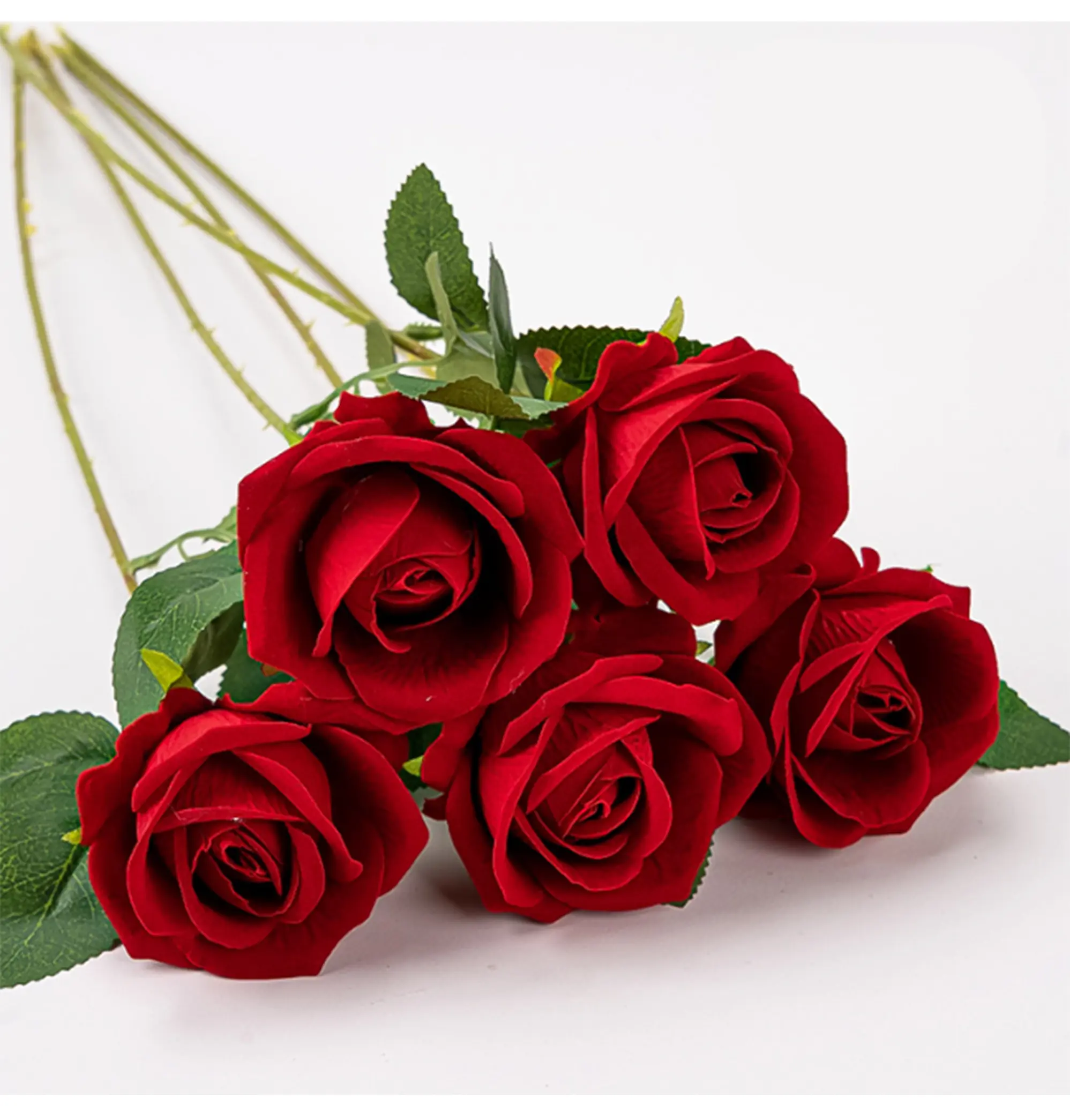 2 pcs Realstic Rose artificial flower with leaf and stem cake topper