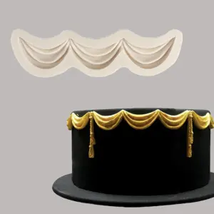 Vintage Large Drape Design Wedding Cake Border Decoration Silicone Mould