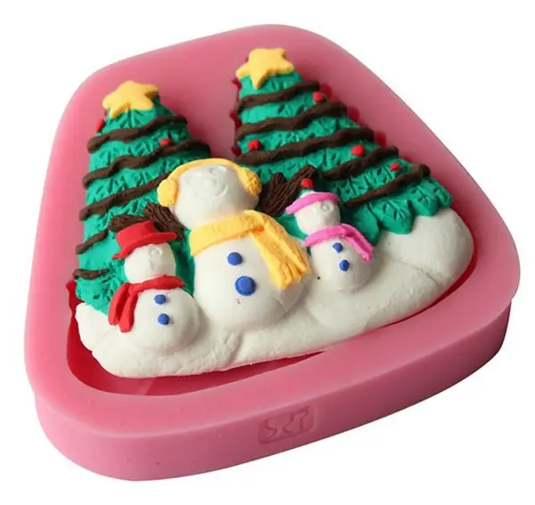 Christmas tree snowman theme silicone mould