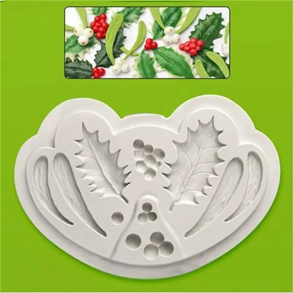 Holly berry leaf christmas silicone mould
