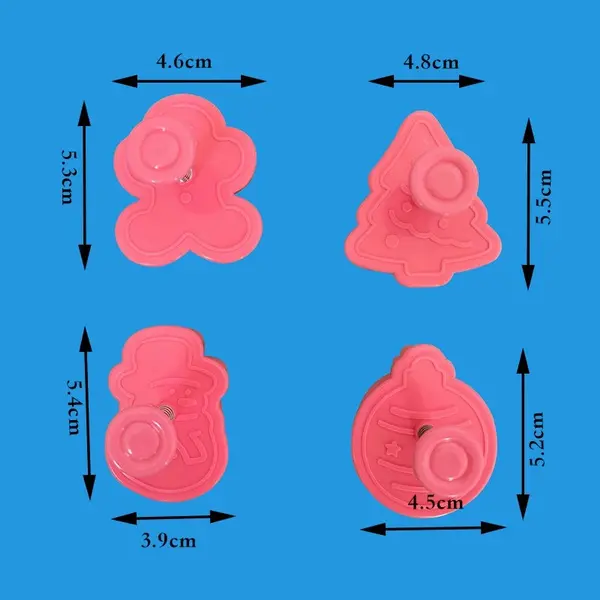 4 pcs Christmas theme cookie cutter plunger set