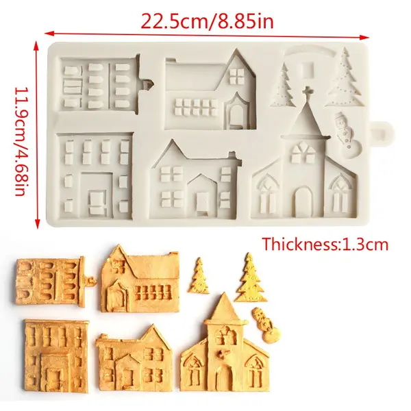 Christmas theme winter house silicone mould