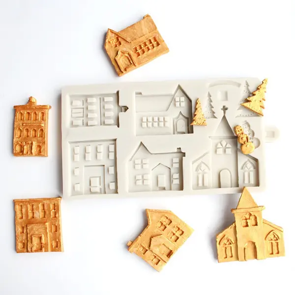 Christmas theme winter house silicone mould