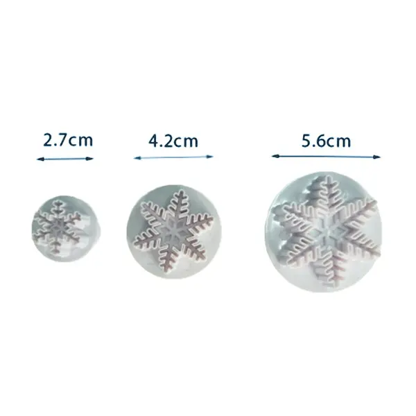 3 pcs set Snowflake Cake Decorating Fondant Plunger Cutters Mold Mould Cookies Tools