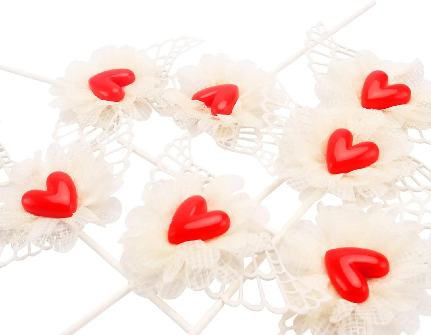 1 pcs Red heart with wings cake topper