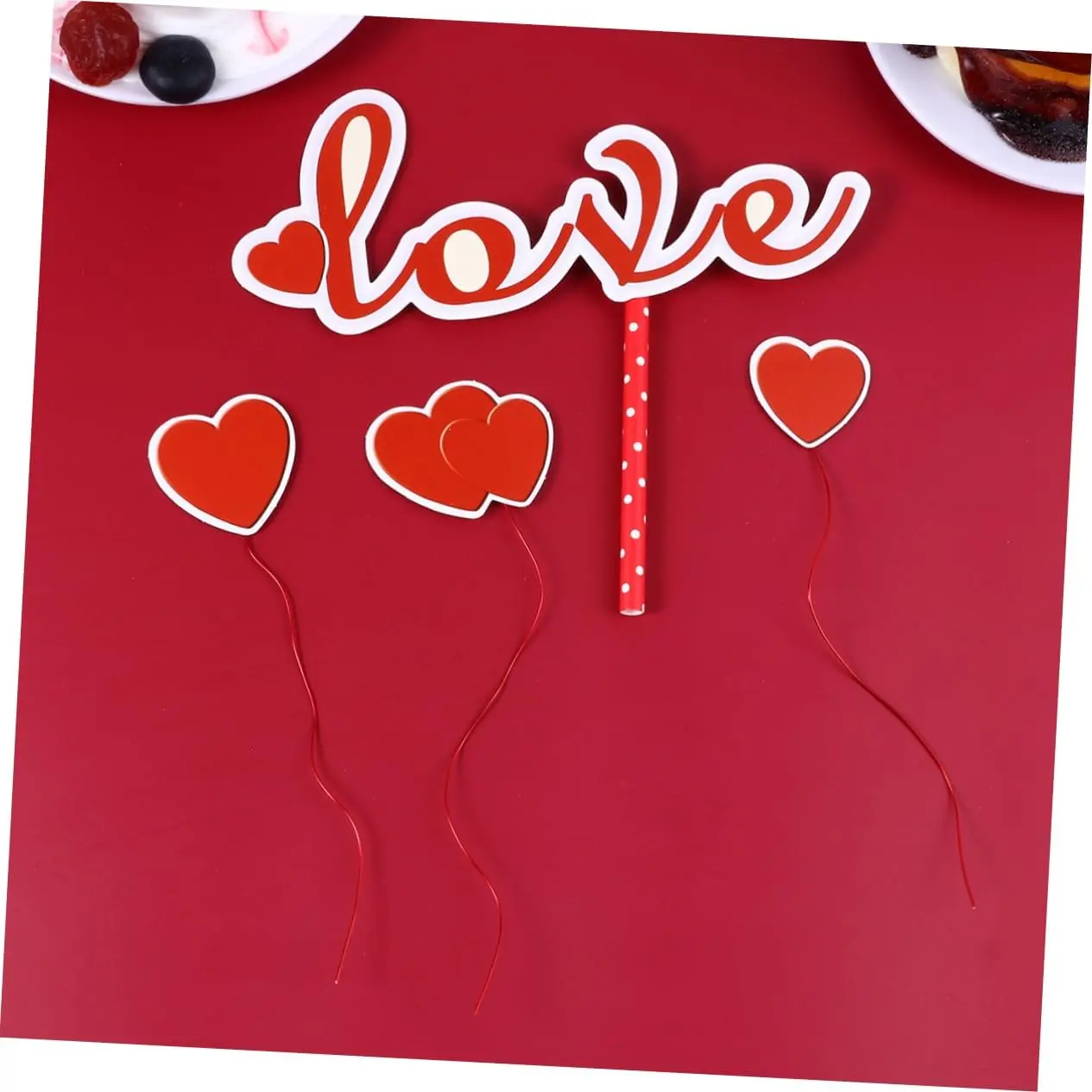 9 pcs love and heart theme Valentine Day cake topper set
