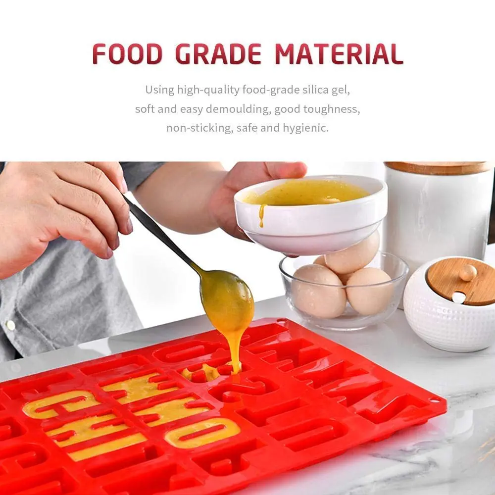 26 Cavities large Alphabet Numbers Silicone Baking Mould,Capital Letter Moulds Chocolate mould Ice Cube DIY Moulds