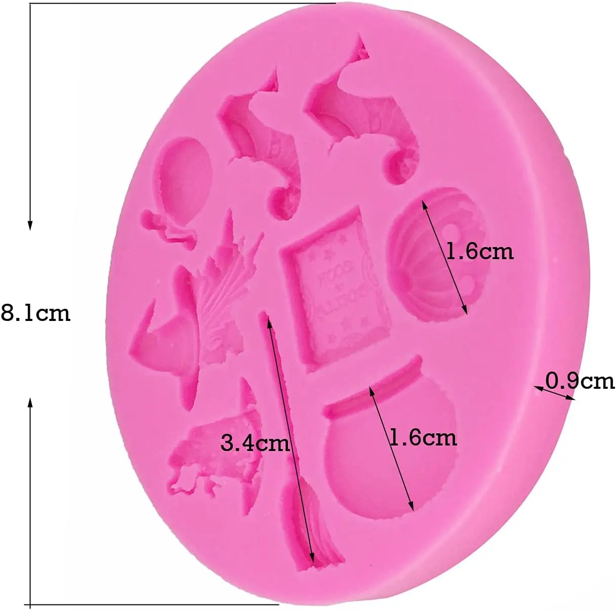 Pumpkin Witch Shoes Hat Magicbook Broom Shape Halloween Silicone Moulds