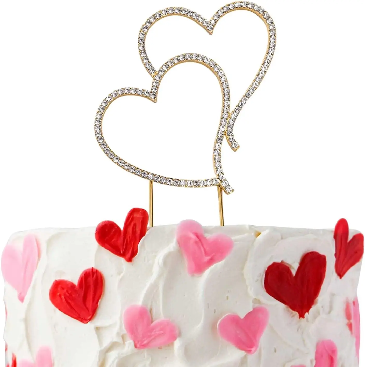 Crystal Alloy Rhinestone Heart Shape Cake Topper