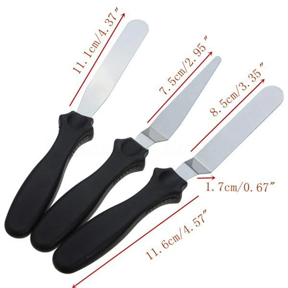 3pcs/set Stainless Steel Cream Spatula Cake Scraper Smoother Palette Knife Cake Decorating (random colour )