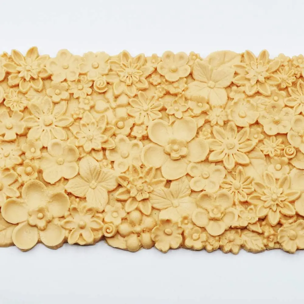 Flower Silicone Embossing Mat Fondant Impression Textured Lace Mat Cake Border Brim Decorating Mould