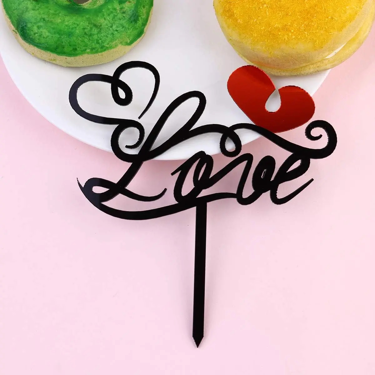 1 pcs black love topper with heart heart