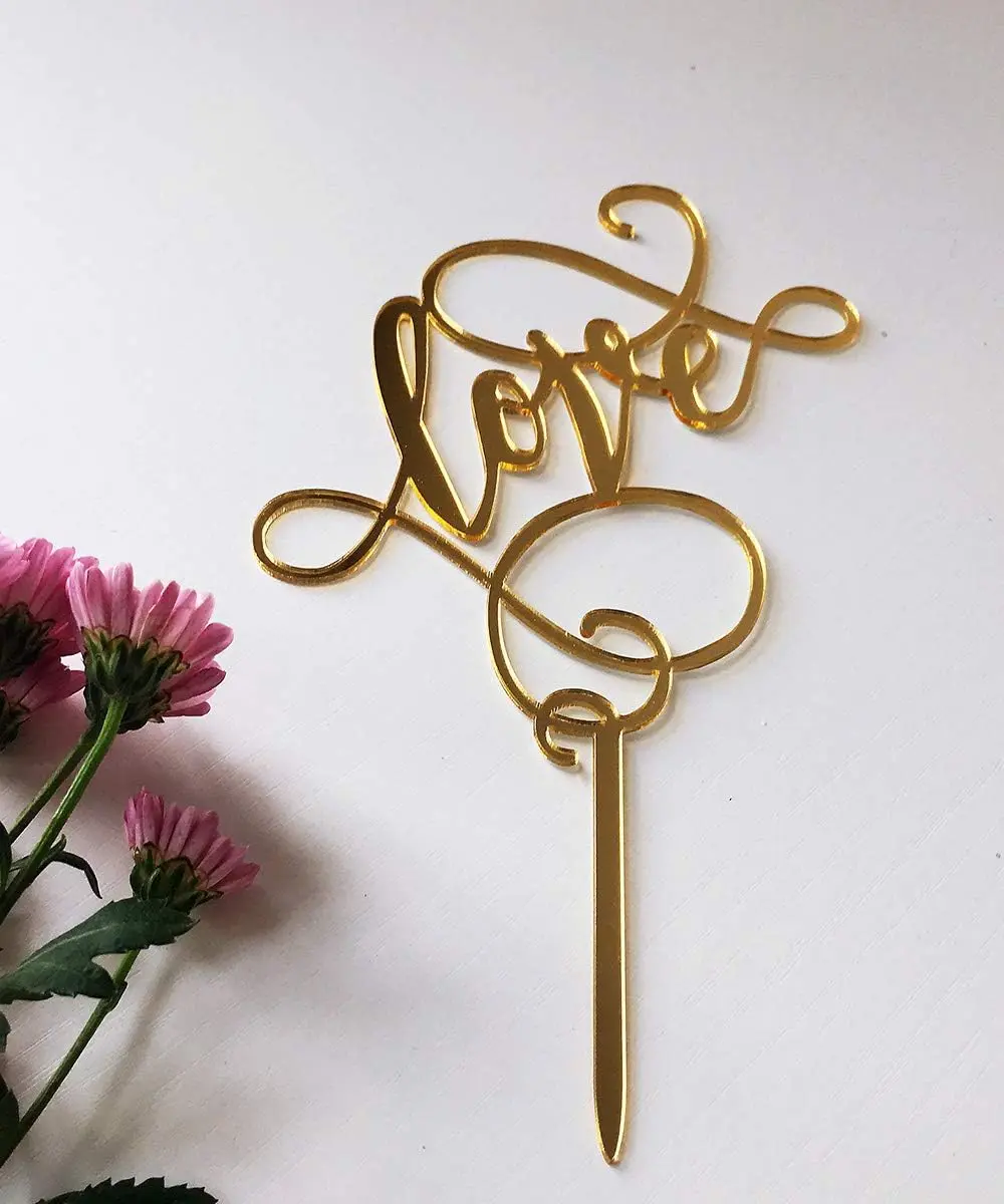 1 pcs Golden love acrylic topper