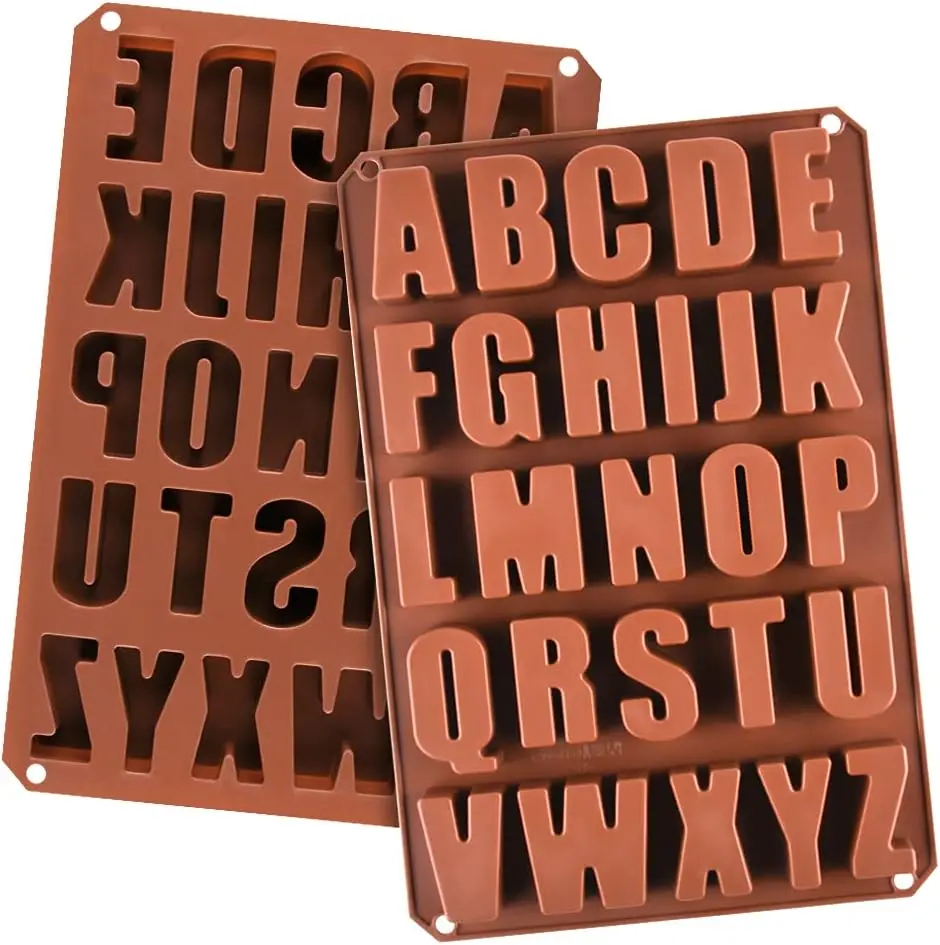 26 Cavities large Alphabet Numbers Silicone Baking Mould, Capital Letter Moulds Chocolate mould Ice Cube DIY Moulds
