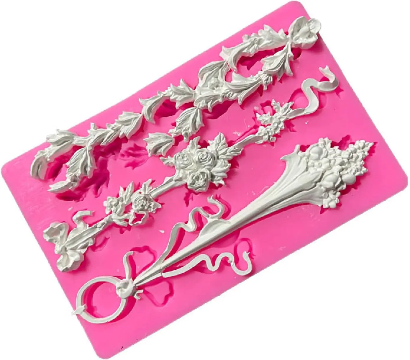 European Style Retro Embossed Flower Pattern chain boarder Lace Silicone Mould