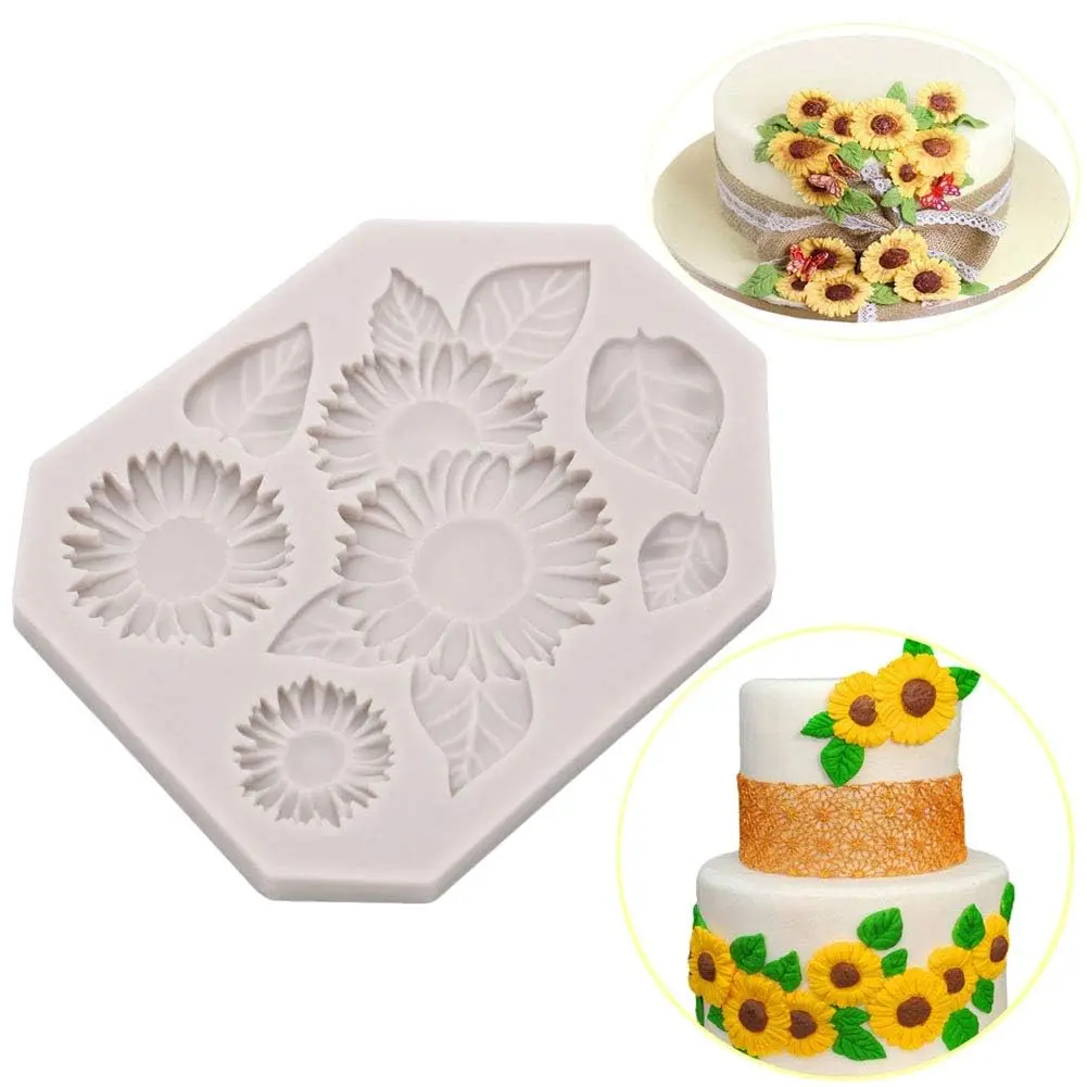 Sunflower with leaves Flower silicone Mould