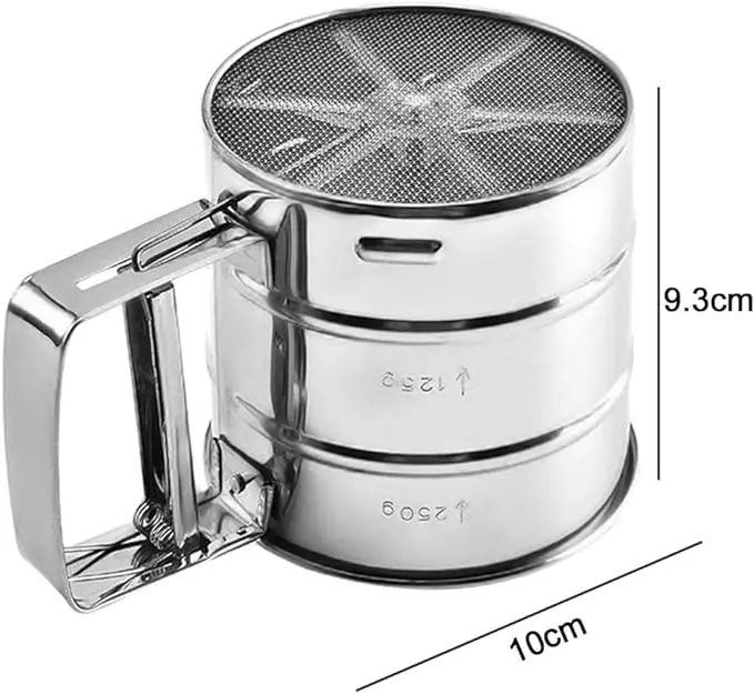 One-Handed Flour Sifter,Stainless Steel Flour Icing Sugar Sifter