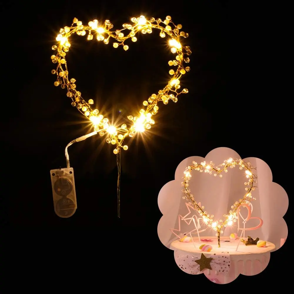 1pc led Heart Shaped Cake Topper Decoration