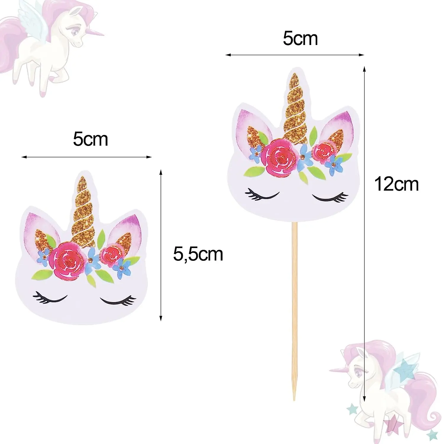24 pcs Unicorn Pattern for Cake and cupcake Topper Decoration