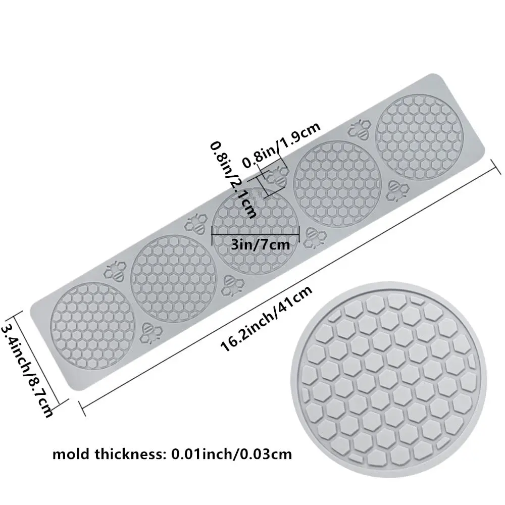 5 cavity Honey Bee comb with honey bees chocolate garnish mould