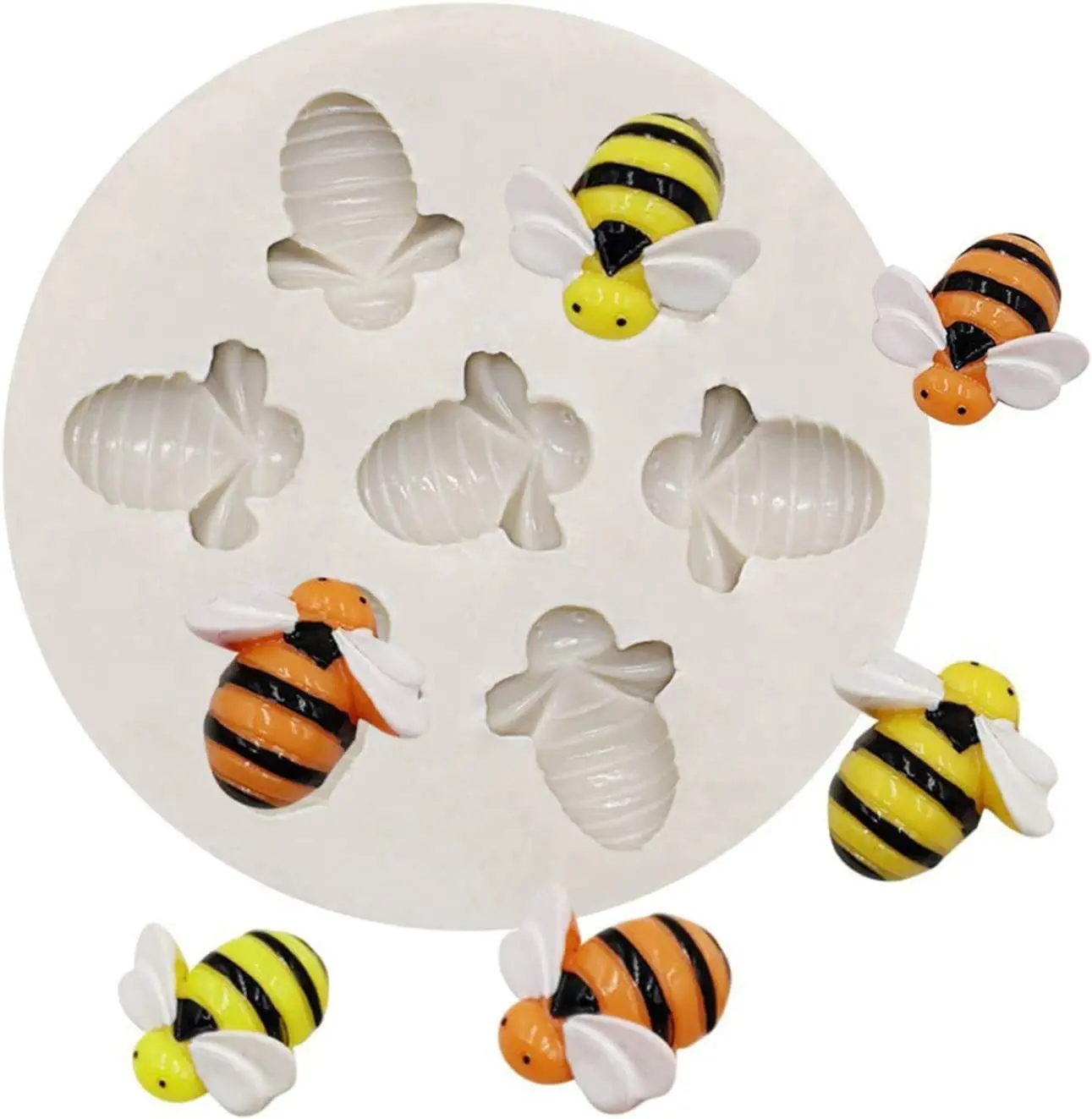 7 Cavity Bumble Bee honey bee Silicone Mould for Chocolate,DIY Soap Mould,3D Bee silicone fondant mould