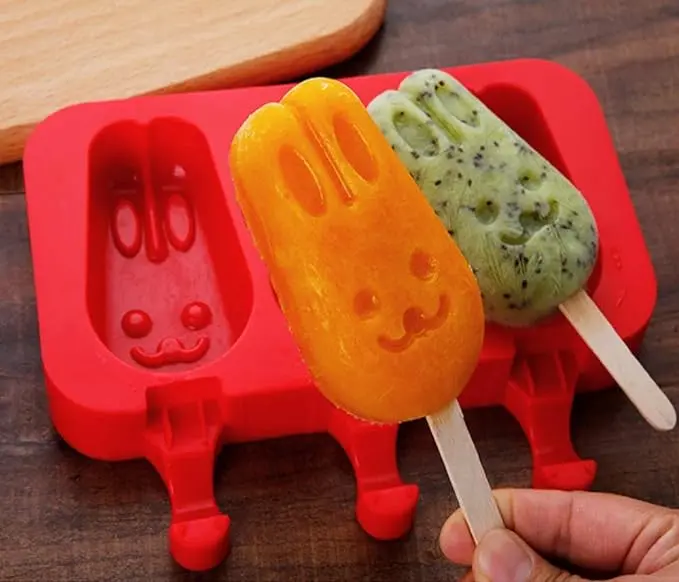 3 Cavities Cute Bunny Silicone Popsicle Mould