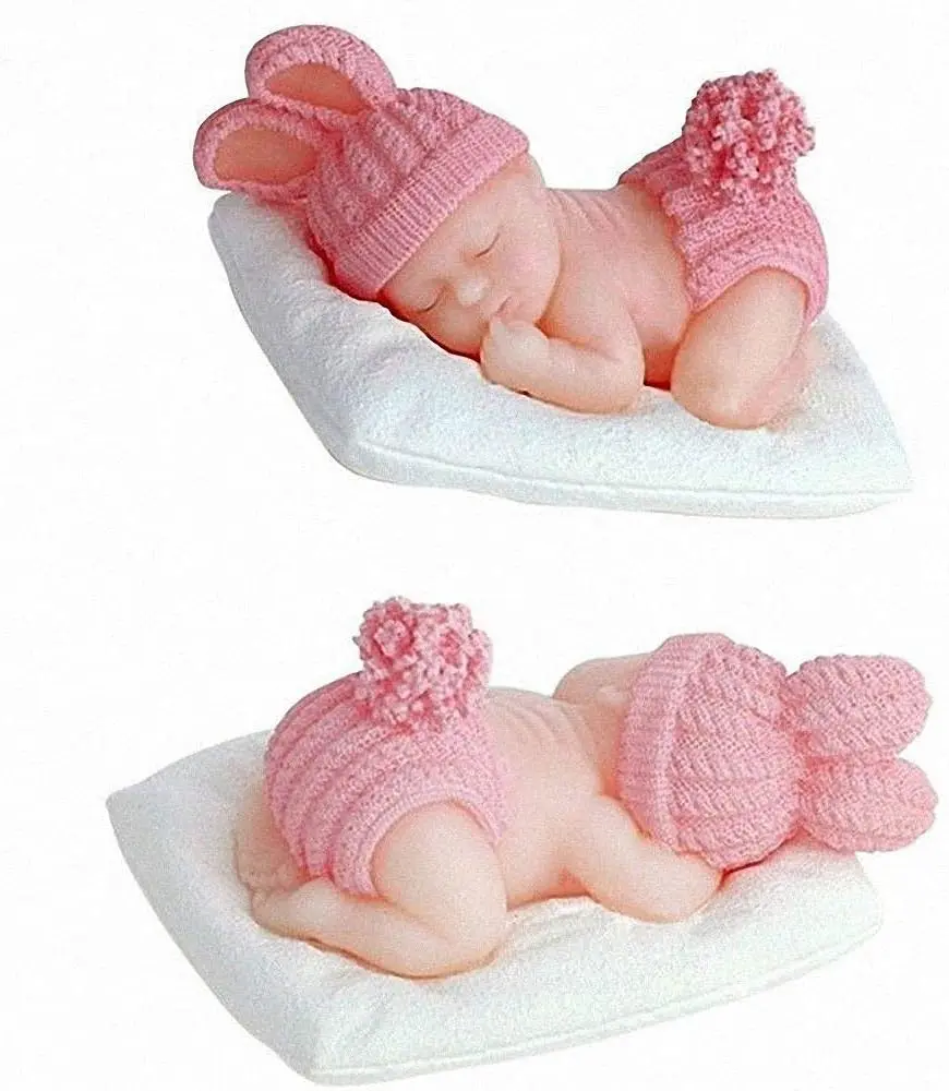 3D Sleeping Baby with a Pillow Silicone Mould