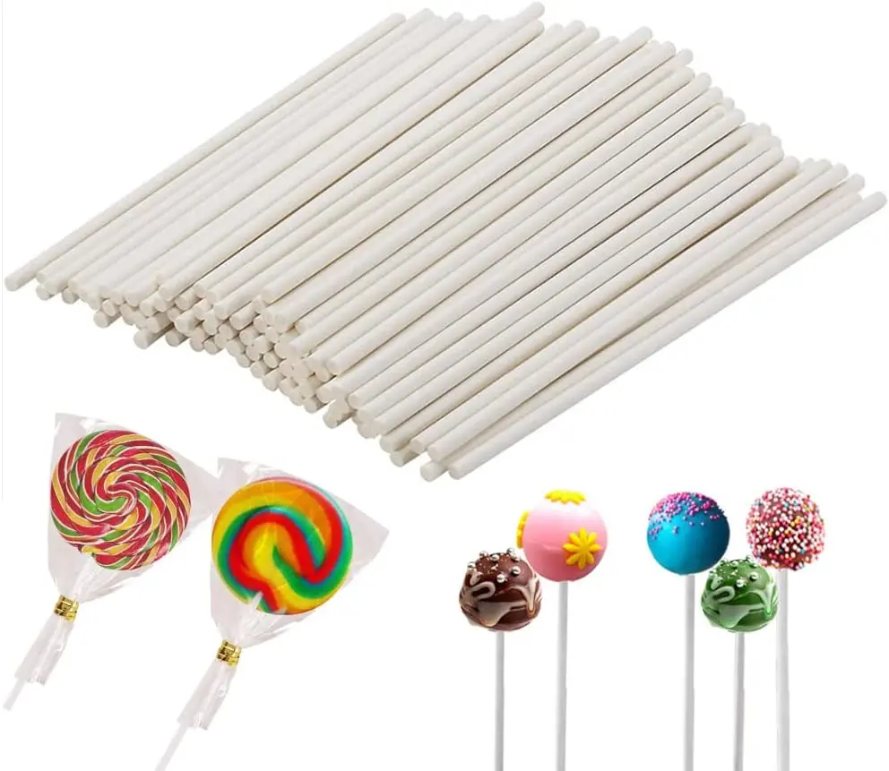 Lollipop Sticks 100 Pcs Cake Pop Sticks 4-inch Cake Candy Chocolate Making Sticks