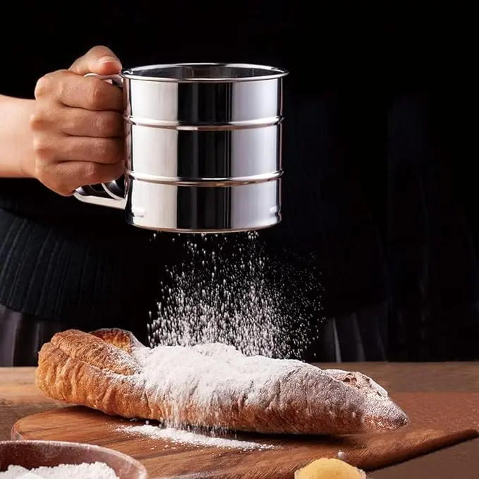 One-Handed Flour Sifter,Stainless Steel Flour Icing Sugar Sifter
