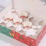 1 PCS 12 cavity Christmas Cupcake Pack Box Muffin Cake Open Window Transparent box