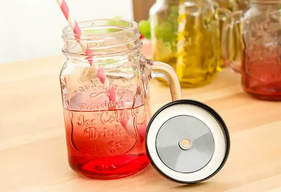1 pcs Glass Mason Jars With Straw