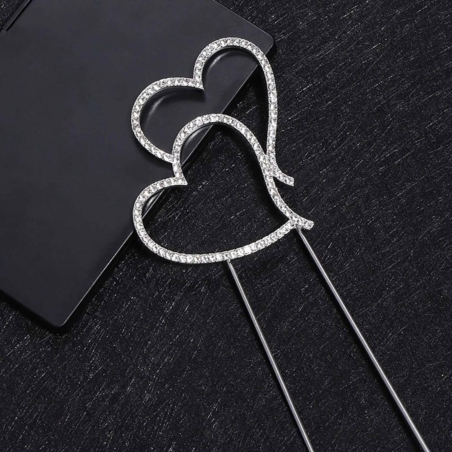 Crystal Alloy Rhinestone Heart Shape Cake Topper