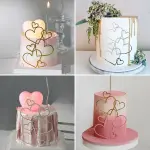 1 PCS Love Heart Cake Topper Valentine's Day Acrylic Heart Cake topper