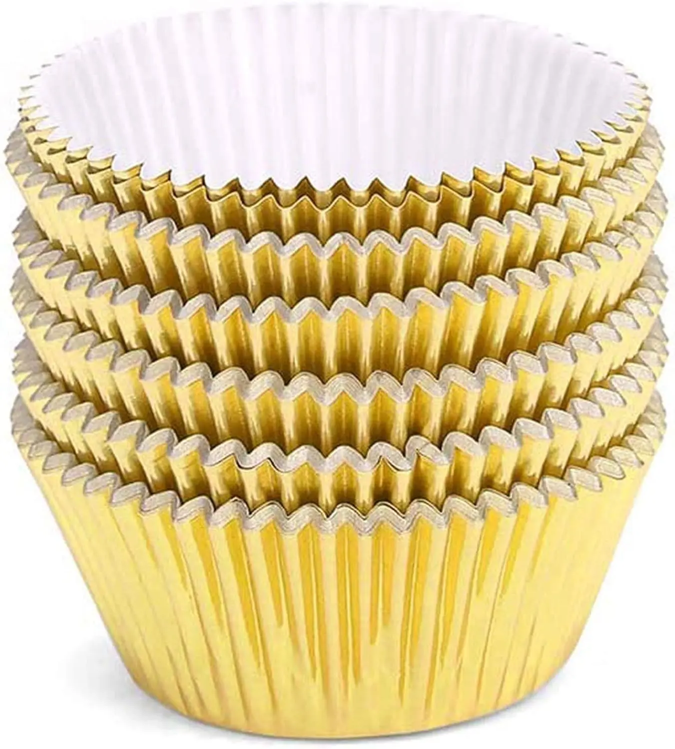 100Pcs Cupcake Cases,Foil Metallic Cupcake Liners Baking Muffin Paper Cups