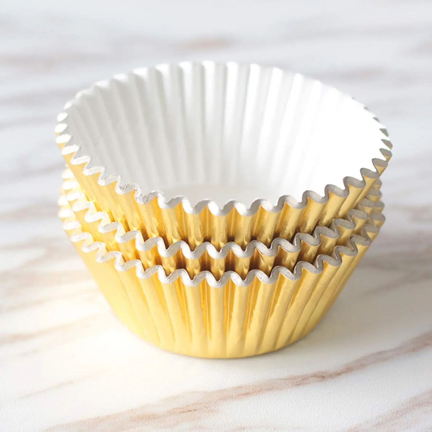 100Pcs Cupcake Cases,Foil Metallic Cupcake Liners Baking Muffin Paper Cups