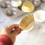 100Pcs Cupcake Cases,Foil Metallic Cupcake Liners Baking Muffin Paper Cups