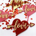 1 pcs double acrylic heart love cake topper