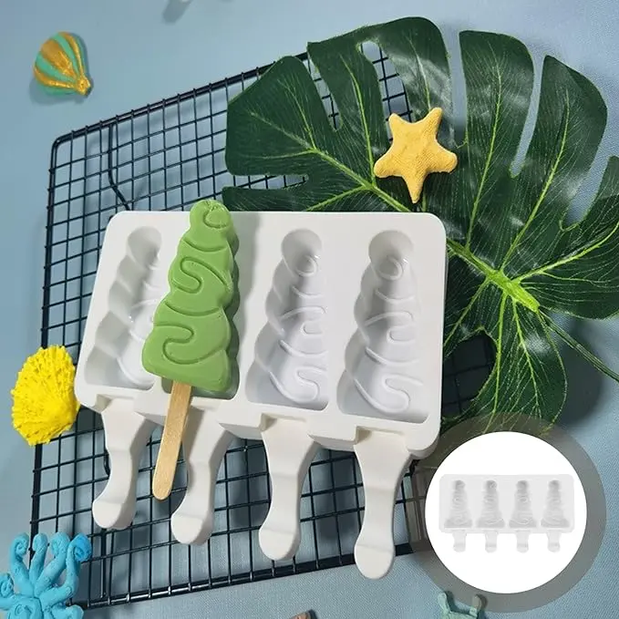 3 cavity Christmas Tree Popsicle Mould Ice Pop Mould