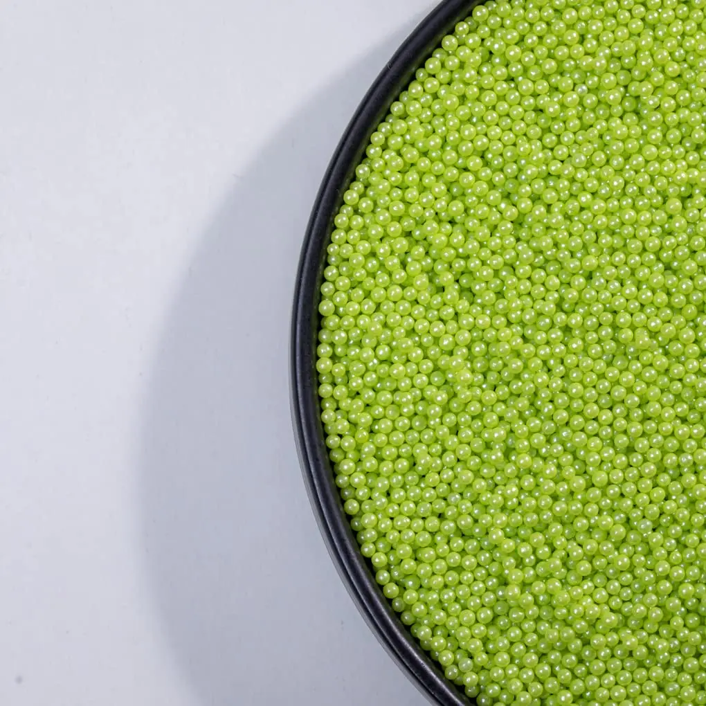 Green Edible Pearl Christmas Sprinklers (2mm) 100gm