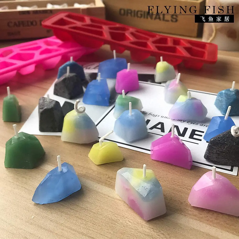 1 pcs Gemstone Diamond Stone Gem Shaped Chocolate Candy candle silicone mould