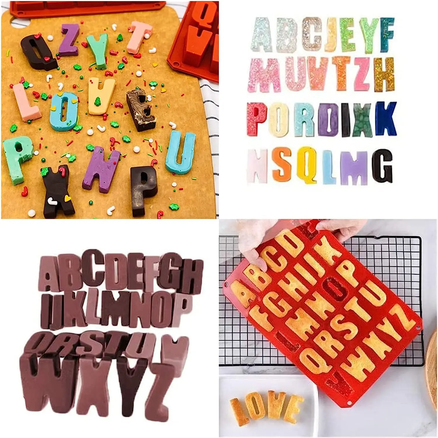 26 Cavities large Alphabet Numbers Silicone Baking Mould, Capital Letter Moulds Chocolate mould Ice Cube DIY Moulds