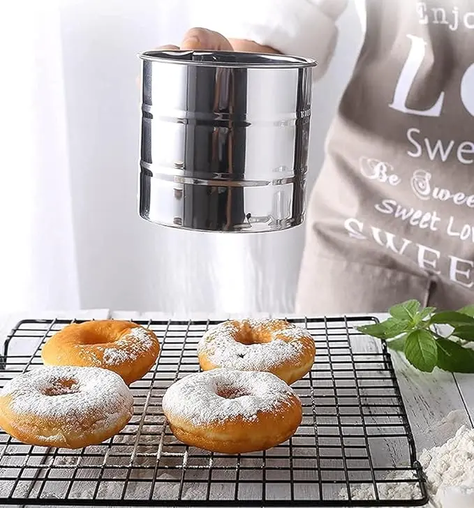 One-Handed Flour Sifter,Stainless Steel Flour Icing Sugar Sifter