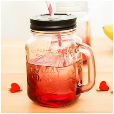 1 pcs Glass Mason Jars With Straw